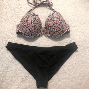 VICTORIA SECRET pink black multi 36C Medium Bikini set